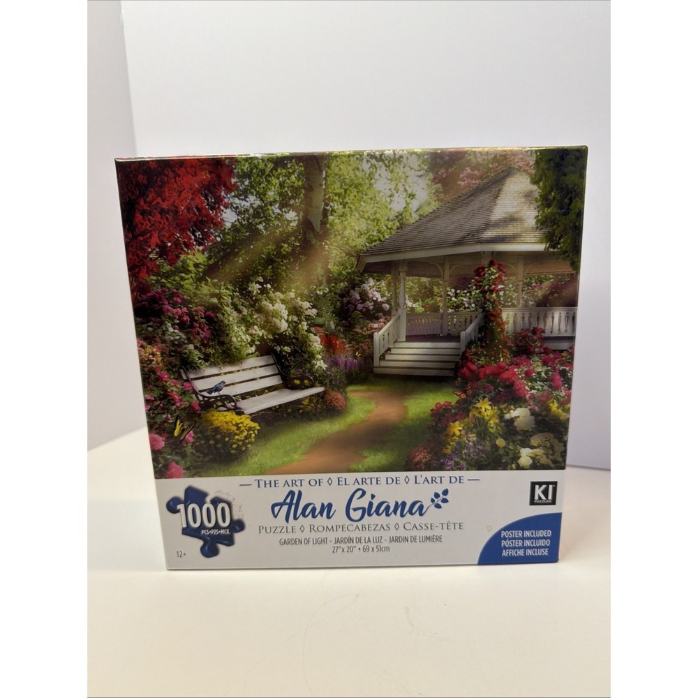 Alan Giana Garden of Light 1000 Piece Jigsaw Puzzle Gazebo Flowers Birds